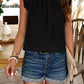 Frill Ruched Mock Neck Sleeveless Blouse