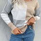 Women's Color Block Ribbed Trim Round Neck Knit Pullover