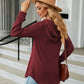 Full Size Long Sleeve Hooded Blouse