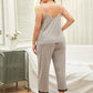 SOCOMFY Plus Size Lace Trim Slit Cami and Pants Pajama Set