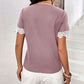 Lace Detail V-Neck Short Sleeve T-Shirt