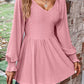 Peplum V-Neck Long Sleeve Blouse