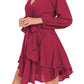 Larissa Bea Tied Surplice Balloon Sleeve Layered Dress