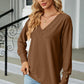 V-Neck Lantern Sleeve T-Shirt