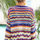 Women's Multicolored Stripe Round Neck Cover-Up