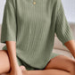 Round Neck Ribbed Top and Shorts Lounge Set