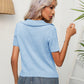 Cable-Knit Johnny Collar Short Sleeve Knit Top