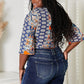 Double Take Tie Hem V-Neck Three-Quarter Sleeve Blouse