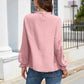 Smocked Mock Neck Swiss Dot Top