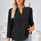 Full Size V-Neck Roll-Tap Sleeve Blouse