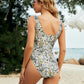 OCEANWAVES Women's Animal Print Cutout Sleeveless One-Piece Swimsuit