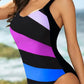 LUNA CLOE' Full Size V-Neck Sleeveless Printed One-piece Swimwear