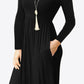 Women's Full Size Valencia Round Neck Empire Waist Pocket Dress