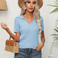 Cable-Knit Johnny Collar Short Sleeve Knit Top