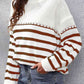 KnittedEmporium Striped Turtleneck Drop Shoulder Sweater
