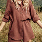 H.H.J. Texture Button Up Shirt and Shorts Set