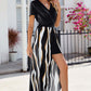Smocked High-Low Printed Surplice Dress
