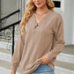 Decorative Button V-Neck Long Sleeve T-Shirt