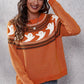 Full Size Ghost Pattern Round Neck Long Sleeve Sweater
