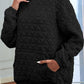 Quilted Long Sleeve Hoodie with Pocket