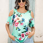 Full Size Floral Cold-Shoulder Short Sleeve Top