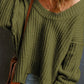Ribbed Round Neck Dropped Shoulder Sweater