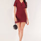 Women's Buttoned Short Sleeve V-Neck Knit Dress
