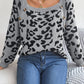 BodaciousBabe Leopard Buttoned Square Neck Sweater