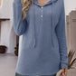 Half Button Up Drawstring Hoodie
