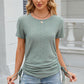 Eyelet Round Neck Short Sleeve T-Shirt