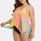 Plus Size Tie-Dye Scoop Neck Two-Piece Swim Set