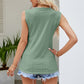 Contrast Full Size V-Neck Eyelet Tank