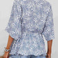 Printed V-Neck Dolman Sleeve Blouse