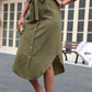 Tie Belt Frill Trim Buttoned Skirt