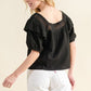 And The Why Square Neck Cotton Gauze Ruffled Blouse