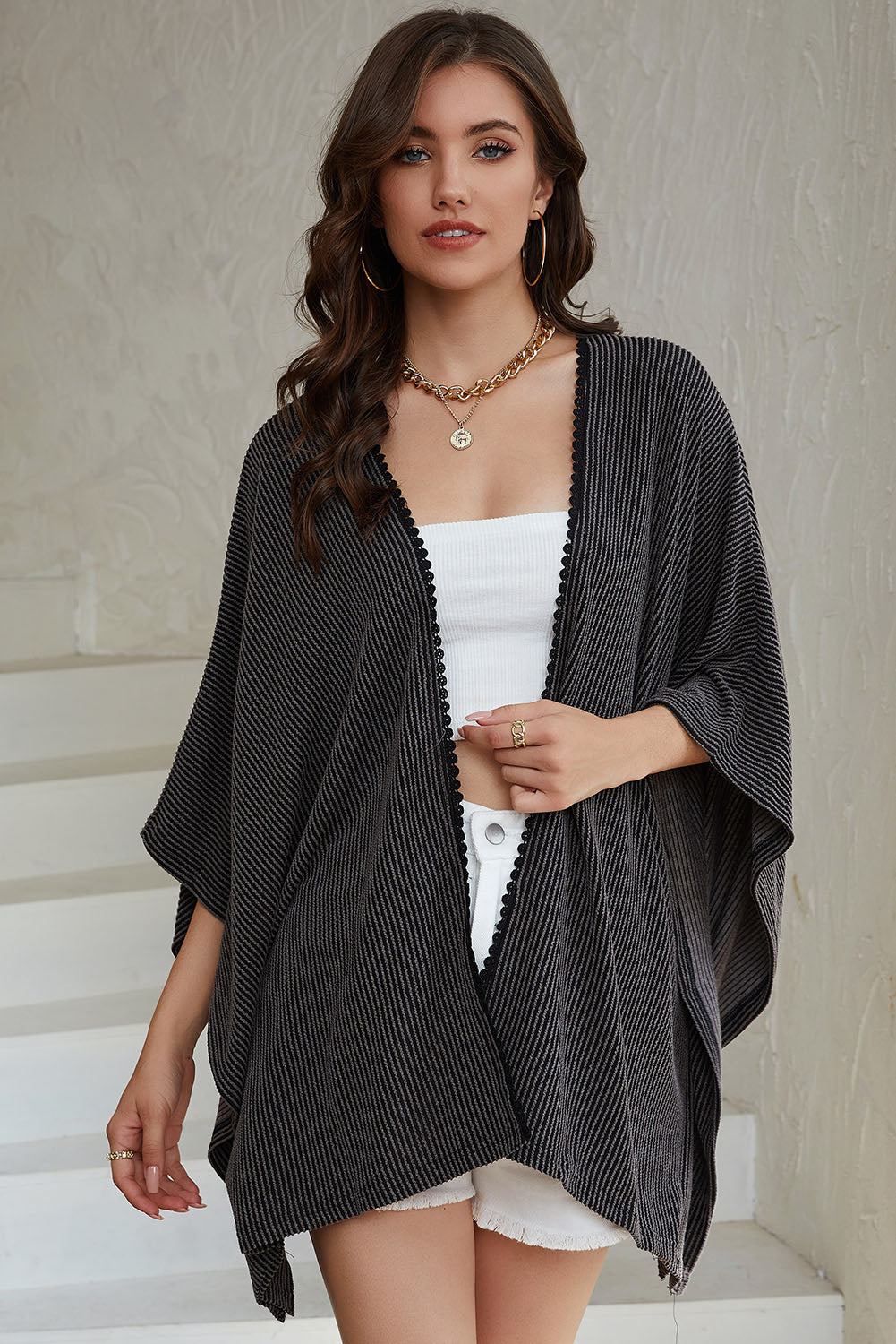 Sophia & Grace Open Front Dolman Sleeve Cardigan