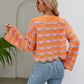 Round Neck Openwork Flare Sleeve Knit Top