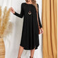 Pocketed Round Neck Long Sleeve Tee Dress