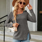 Full Size Square Neck Long Sleeve Slit T-Shirt