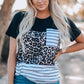 Women's Full Size Mixed Print Color Block Round Neck Tee Shirt