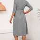 KeenLinear Plaid Collared Neck Midi Dress