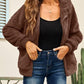 Drawstring Zip Up Hooded Plush Jacket