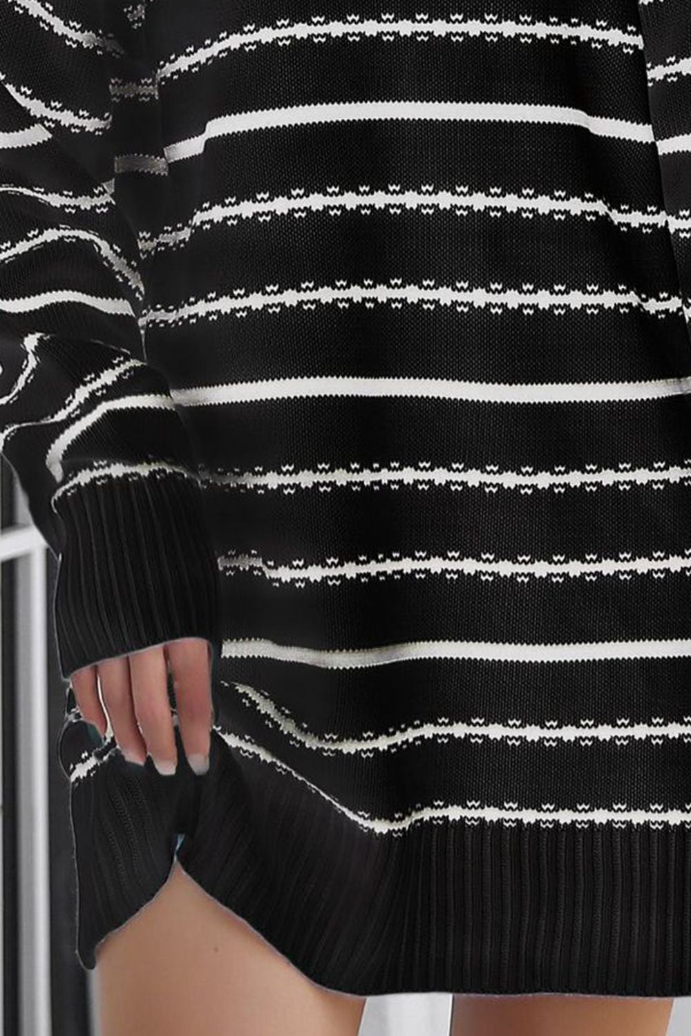 Avery Aria Striped V-Neck Sweater Dress