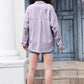 Distressed Button Up Raw Hem Denim Jacket