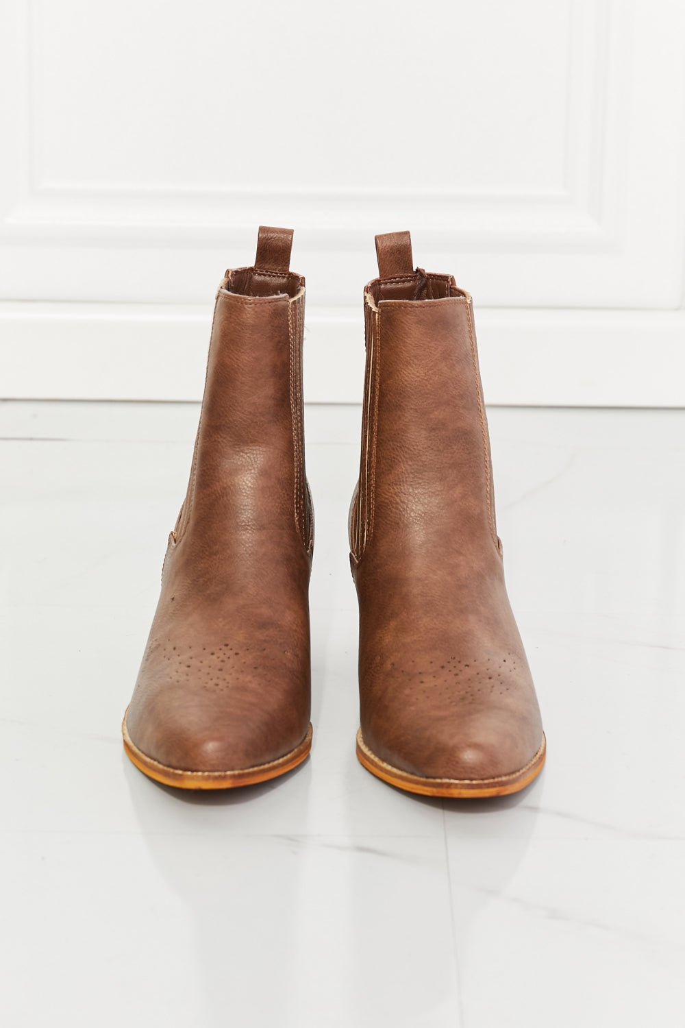 Women's MMShoes Love the Journey Stacked Heel Chelsea Boot in Chestnut