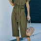DuskJumpers Tie-Waist Buttoned Cropped Jumpsuit