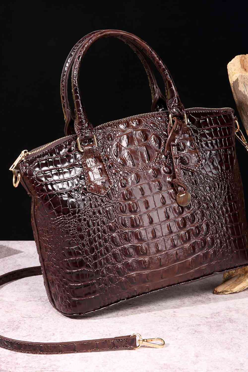 Ava Mea PU Croc Leather Handbag