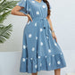 Plus Size Polka Dot Belted Flutter Sleeve Ruffle Hem Dress