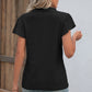 Eyelet Notched Flutter Sleeve T-Shirt