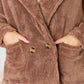Culture Code Double Breasted Taupe Fuzzy Coat
